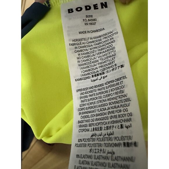 Boden Twist Detail - Yellow and Navy Swimsuit Women's, Size 12 - Picture 3 of 4